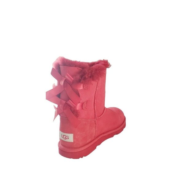 NEW UGG BIG KIDS BAILEY BOW II SAMBA RED SUED BOOT SZ 5 - Picture 6 of 8